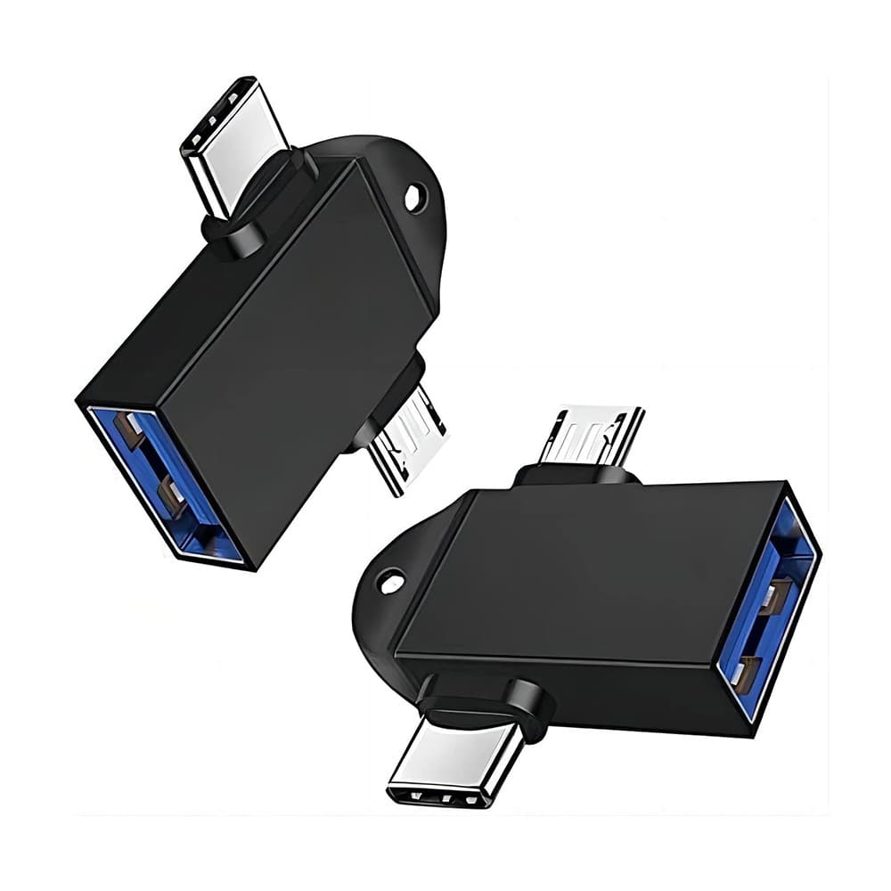 Techsuit OTG adaptér AluCoreX (A15) 3v1 USB na Micro-USB + Type-C černý - náhled 4