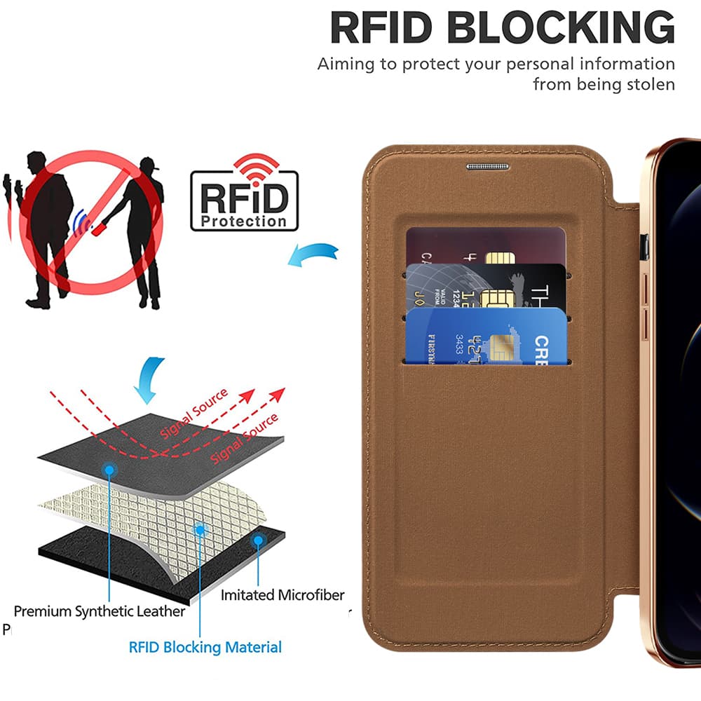 Pouzdro na knihu Techsuit SmartMag iPhone 12 Pro Max hnědé - náhled 4