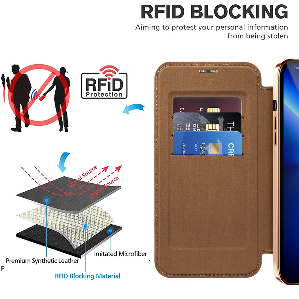 Pouzdro na knihu Techsuit SmartMag pro iPhone 13 Pro hnědé - náhled 4