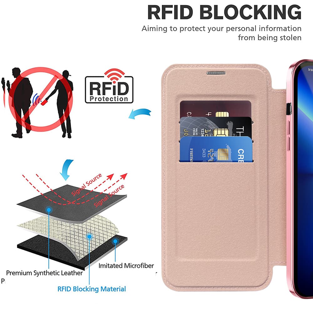 Techsuit SmartMag knížkové pouzdro iPhone 13 Pro Max růžové - náhled 4