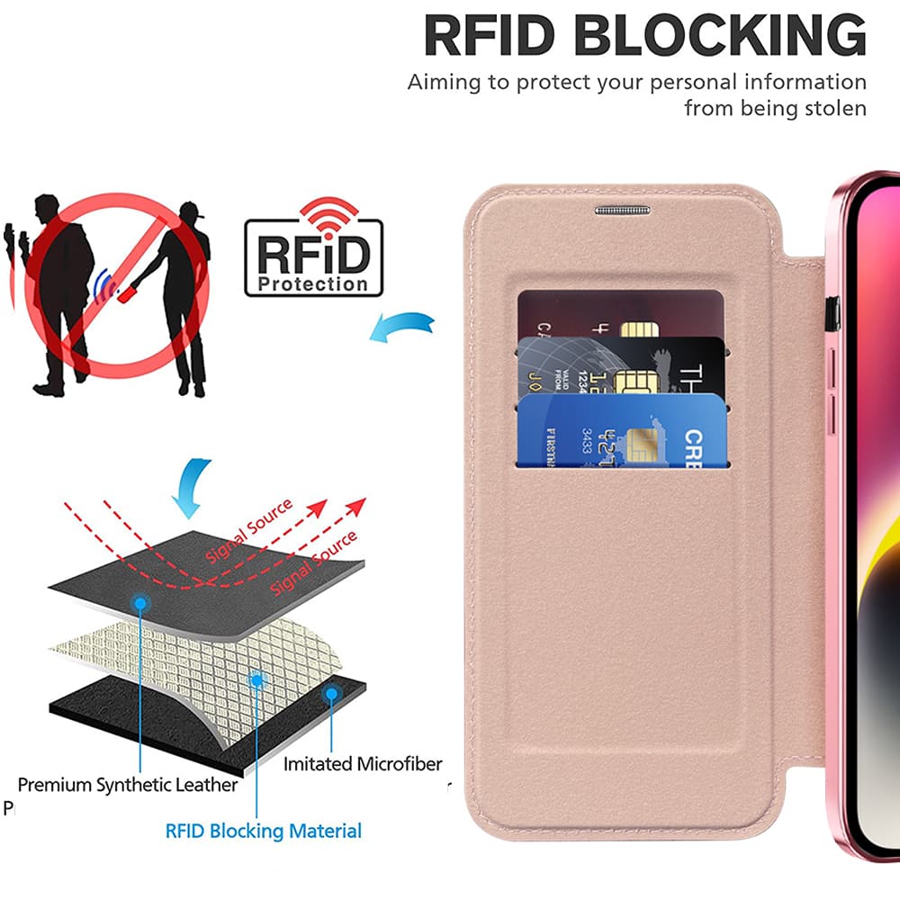 Techsuit SmartMag knížkové pouzdro iPhone 14 růžové - náhled 4