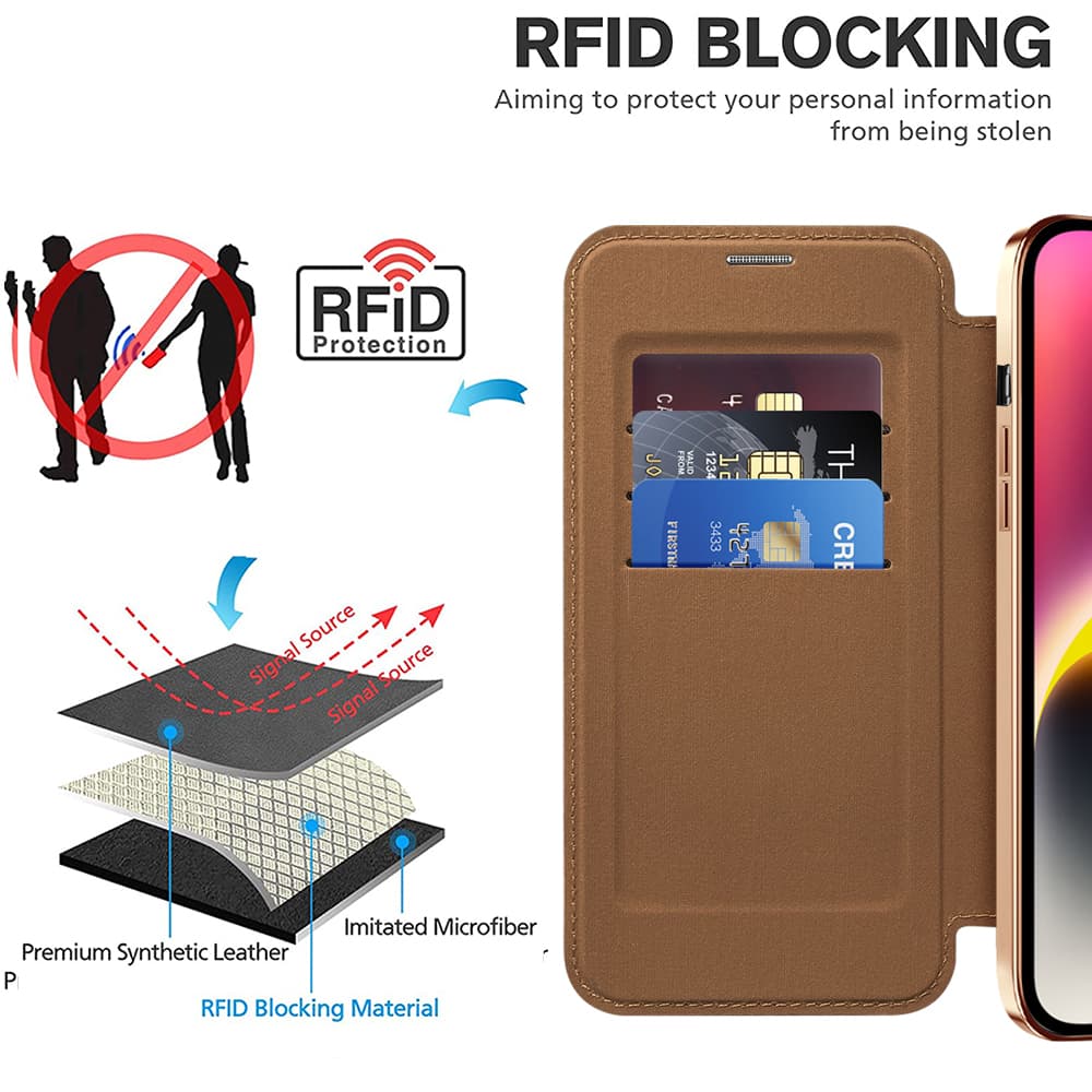 Pouzdro na knihu Techsuit SmartMag pro iPhone 14 hnědé - náhled 4
