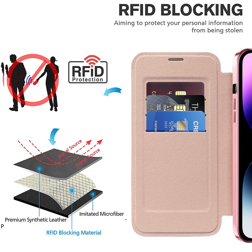 Techsuit SmartMag knížkové pouzdro iPhone 14 Pro Max růžové - náhled 4