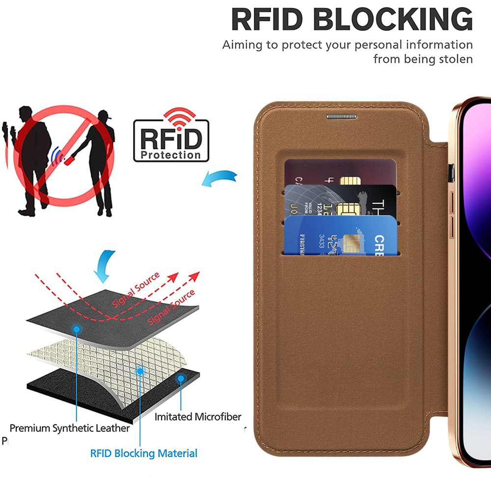 Pouzdro na knihu Techsuit SmartMag iPhone 14 Pro Max hnědé - náhled 4