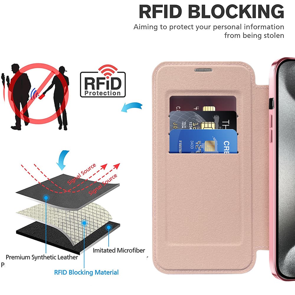 Pouzdro Techsuit SmartMag Book iPhone 15 Pro Max růžové - náhled 4