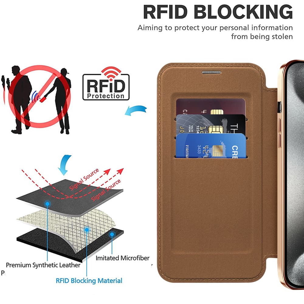 Pouzdro na knihu Techsuit SmartMag iPhone 15 Pro Max hnědé - náhled 4