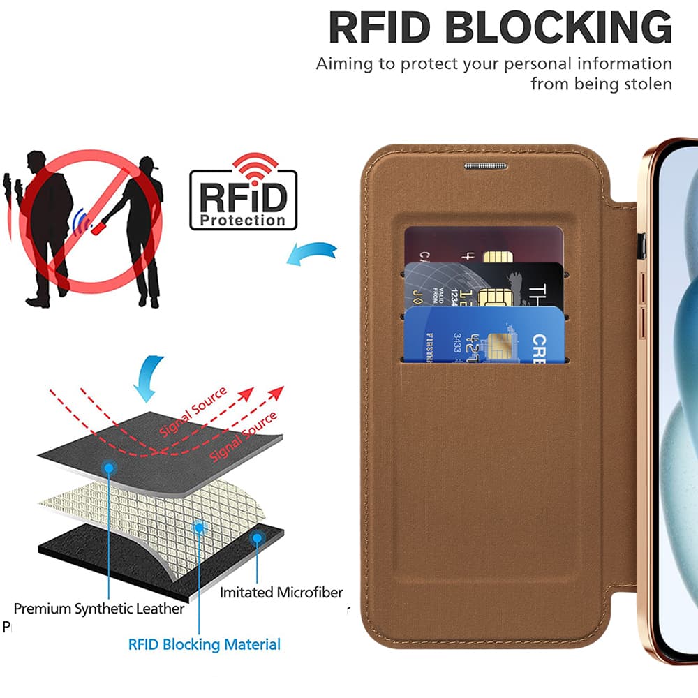 Pouzdro na knihu Techsuit SmartMag iPhone 15 hnědé - náhled 4