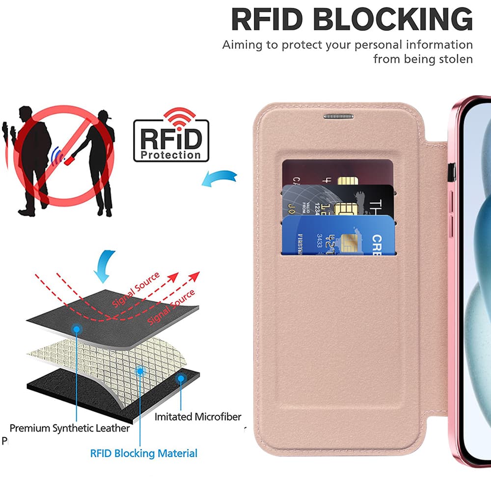 Pouzdro na knihu Techsuit SmartMag pro iPhone 15 Plus růžové - náhled 4