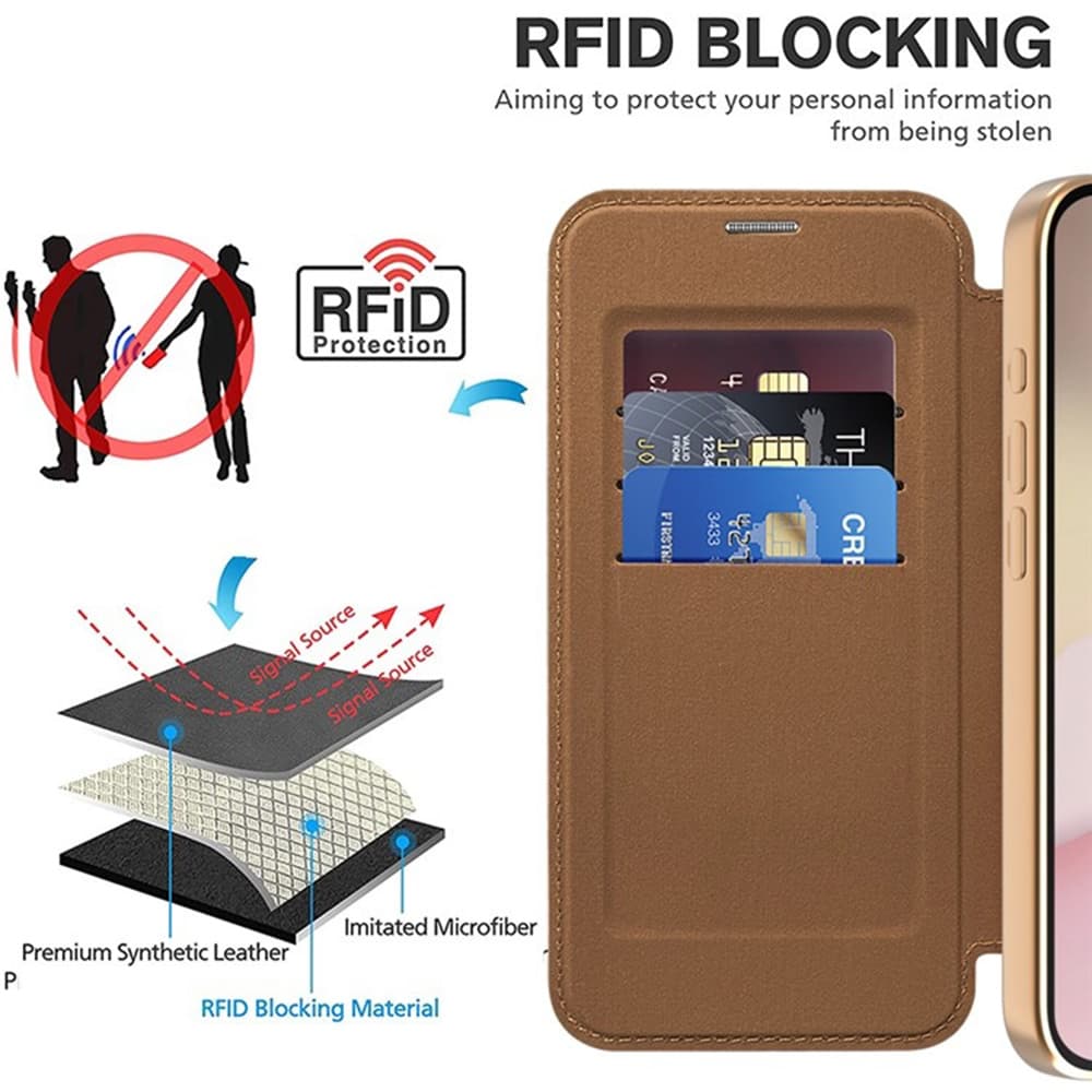 Pouzdro na knihu Techsuit SmartMag iPhone 16e hnědé - náhled 4