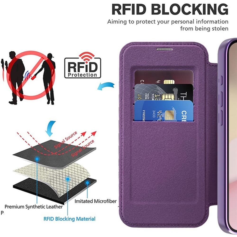 Pouzdro na knihu Techsuit SmartMag iPhone 16e fialové - náhled 4