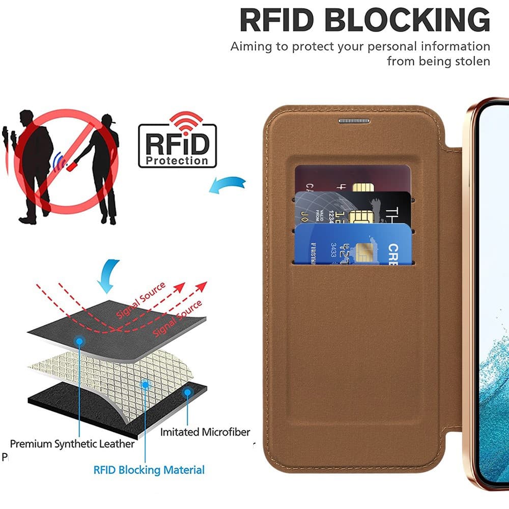 Pouzdro na knihu Techsuit SmartMag pro Samsung Galaxy S22 5G hnědé - náhled 4