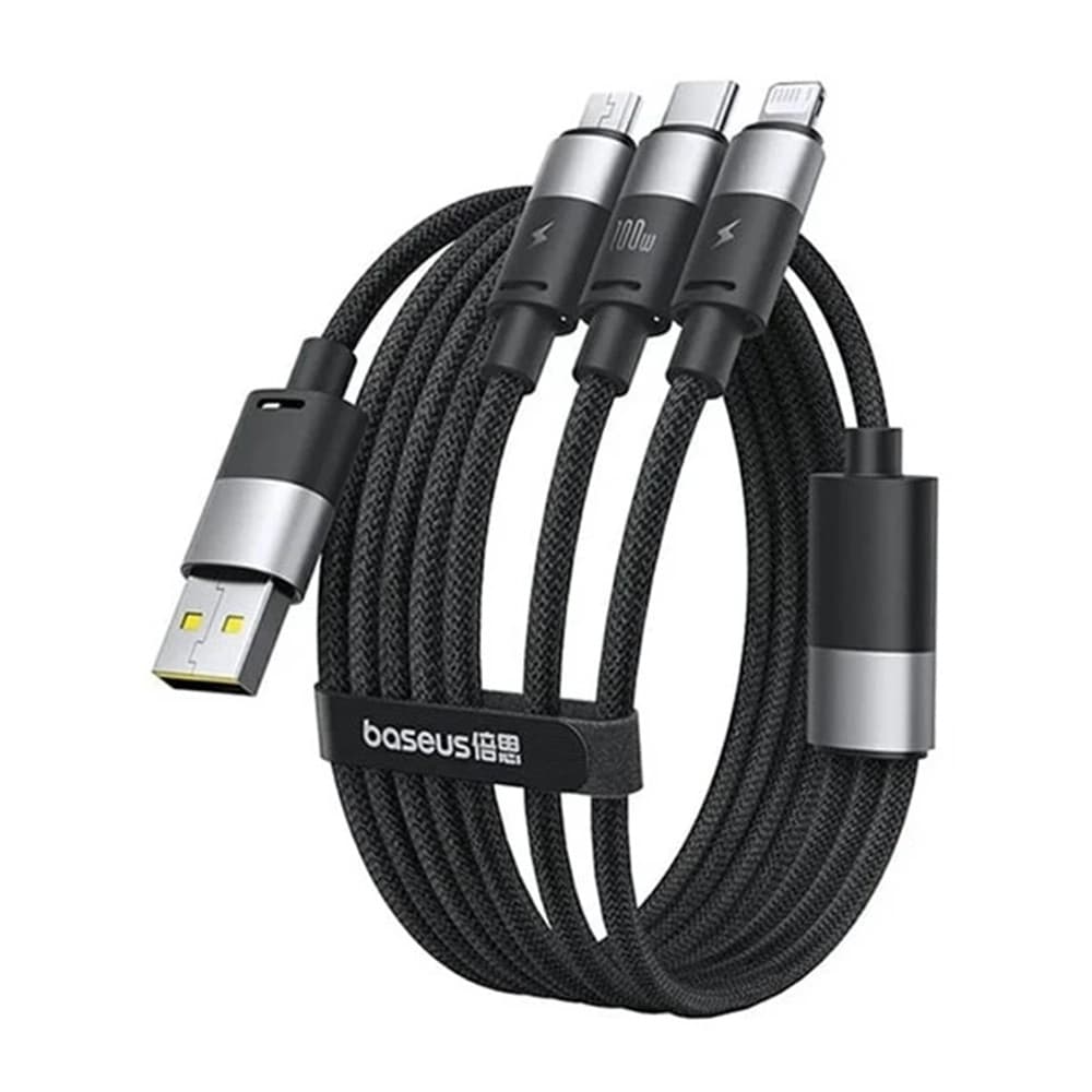Baseus kabel StarSpeed USB na Type-C Lightning Micro-USB 100W 1.5m černý - náhled 4
