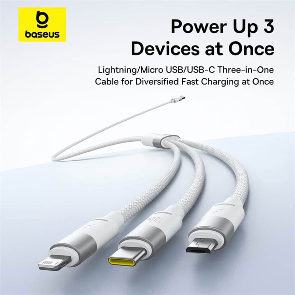 Baseus kabel StarSpeed rychlonabíjecí USB Micro-USB Type-C Lightning 100W 1.5m bílý - náhled 4
