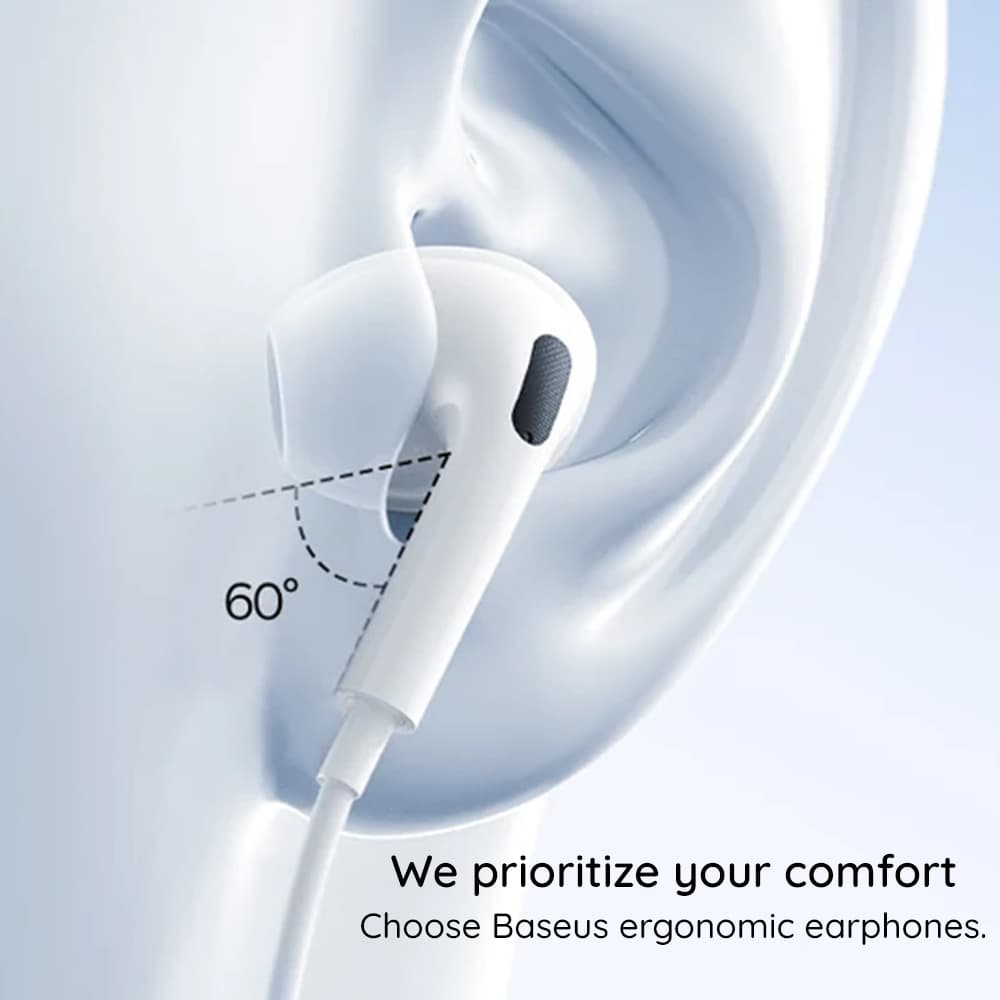 Baseus Wired Earphones Encok CZ19 Type-C 13mm 60° Semi-in-Ear bílá - náhled 4