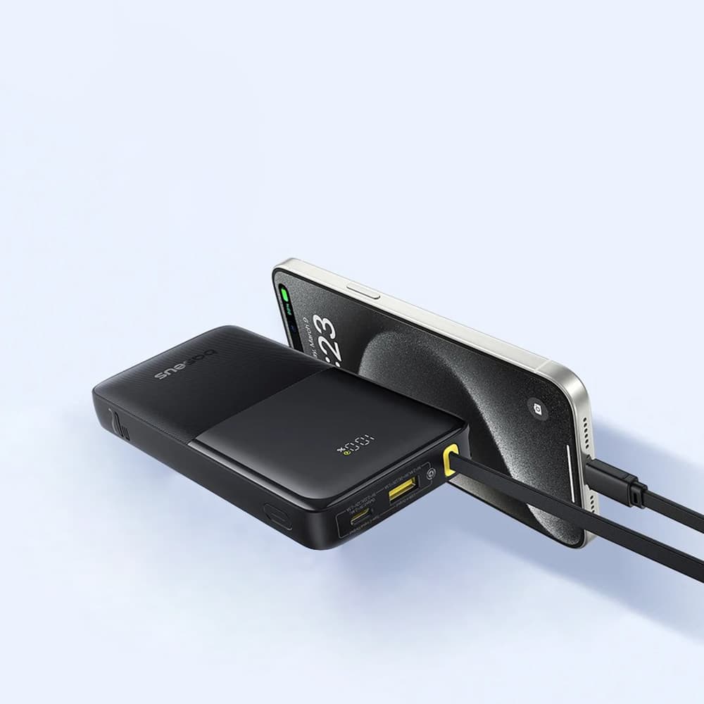 Baseus Power Bank Bipow 2 s vestavěným USB-C kabelem 10000mAh 20W černá - náhled 4