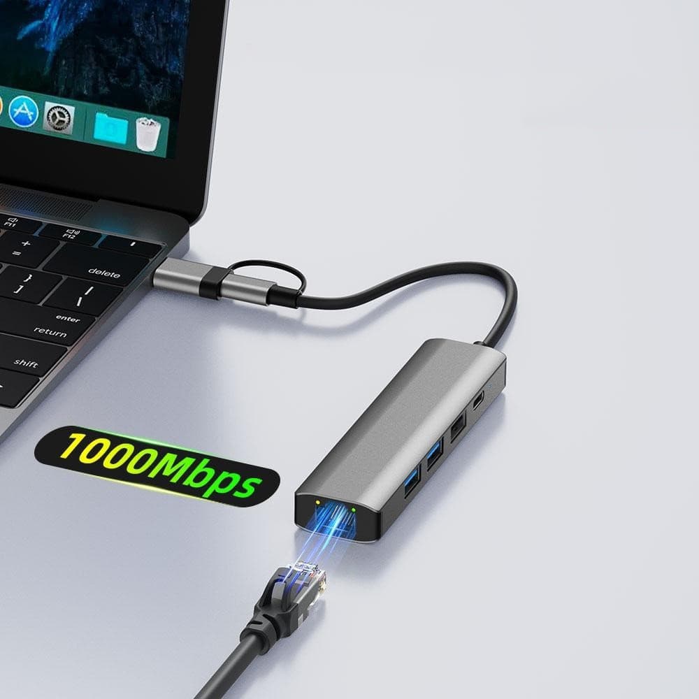 Techsuit Docking Station BoostNetLink 5v1 (H3) USB Type-C šedá - náhled 4