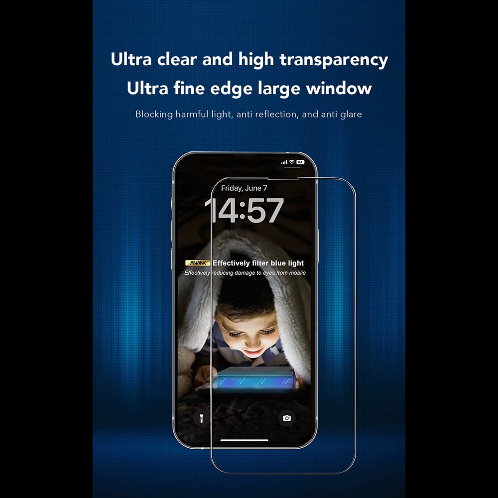ANANK 2.5D 3X Zesílené proti modrému světlu iPhone 16 černá - náhled 4