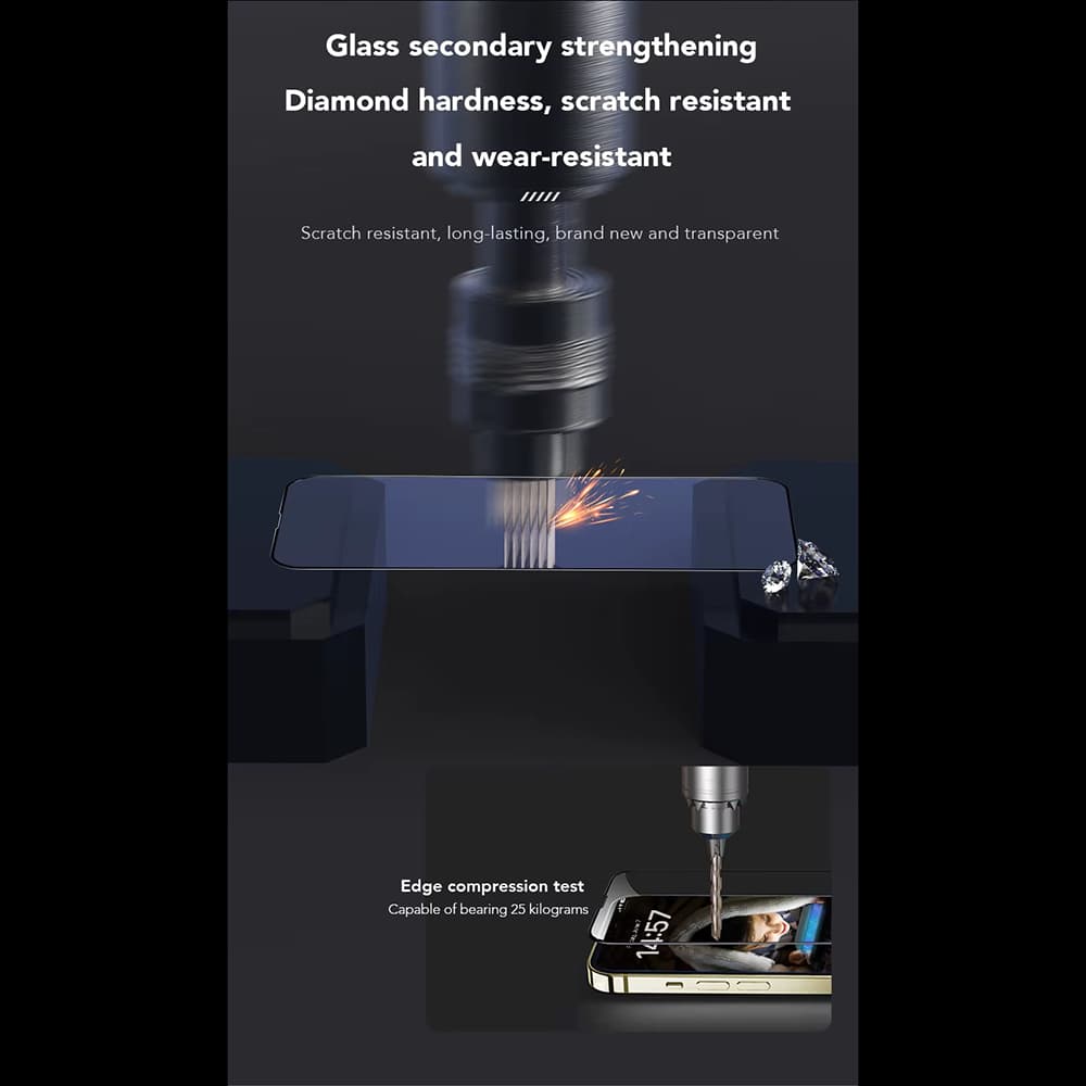 Ochranné sklo ANANK 2.5D proti modrému světlu iPhone 15 Pro Max černé - náhled 4