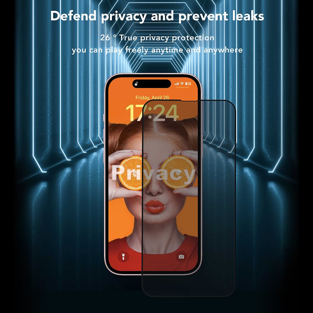 ANANK 2.5D zesílená ochrana soukromí displeje iPhone 14 černá - náhled 4