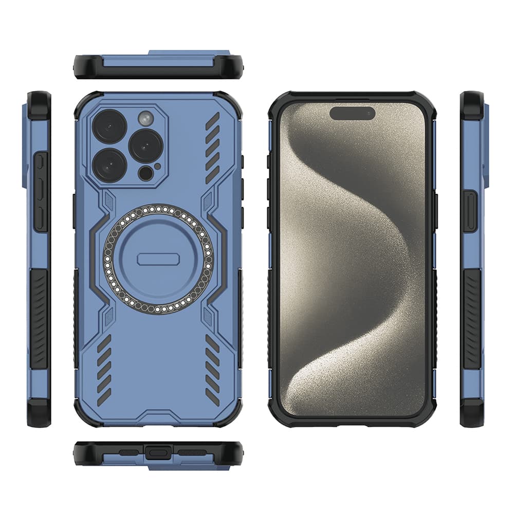 Pouzdro Techsuit ArmorMag pro iPhone 15 Pro modré - náhled 4