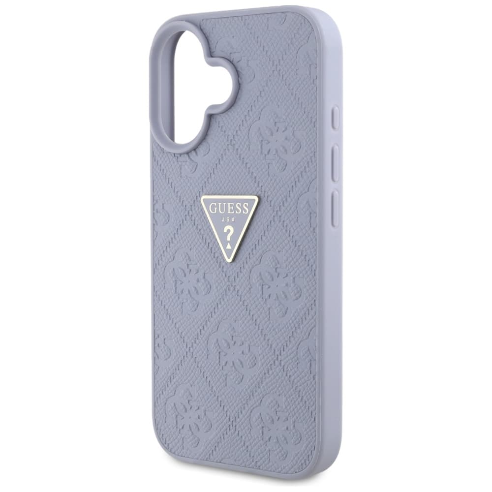 Guess Leather Hot Stamp 4G Pattern Triangle Metal Logo iPhone 16 světle fialová - náhled 4