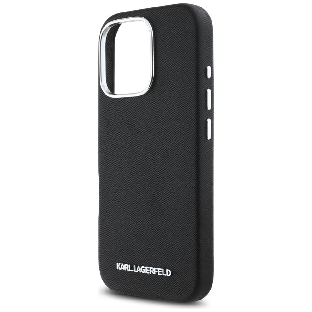 Karl Lagerfeld Saffiano Full Wrapped Elongated Metal Logo MagSafe iPhone 16 Pro Max černá - náhled 4