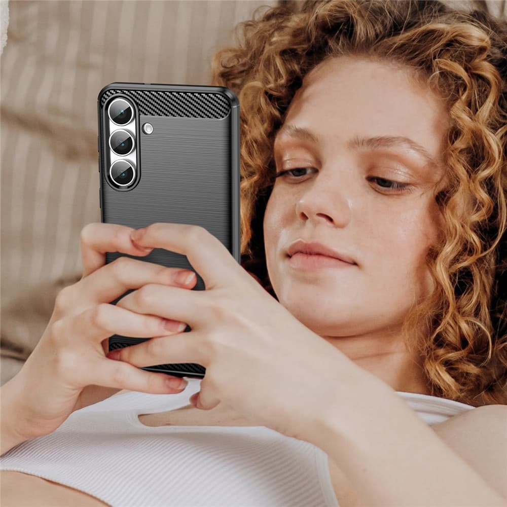 Techsuit Carbon Silicone pro Samsung Galaxy S25 FE černý - náhled 4