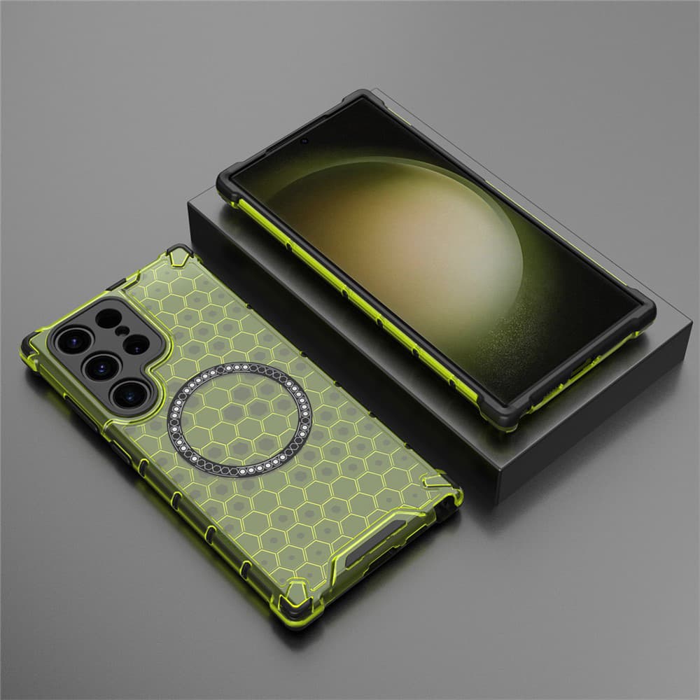 Techsuit - HoneyComb Shield MagSafe - Samsung Galaxy S25 Ultra - limetkově zelená - náhled 4