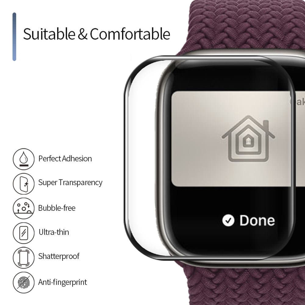 Blueo ochranná fólie s lokátorem Apple Watch 10 42mm 11 42mm černá - náhled 4