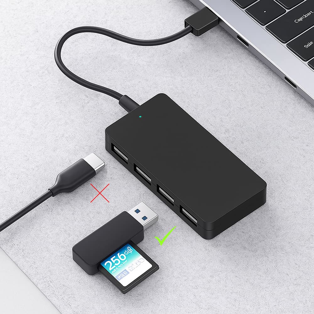Techsuit Docking Station QuantumNode 4 v 1 H16 USB-C na 4x USB 3.0 ABS černá - náhled 4