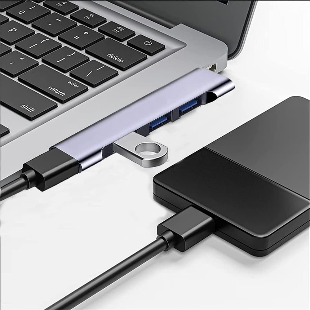 Techsuit Docking Station ZenithDock 4 v 1 (H13) USB-C na 3x USB 2.0 1x USB 3.0 šedá - náhled 4