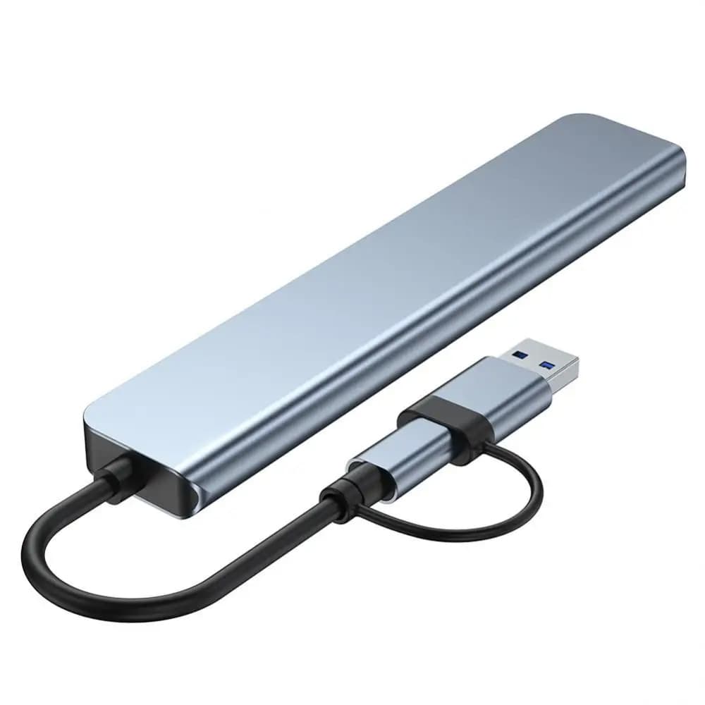 Techsuit Docking Station DataBridge 7 v 1 (H6) USB Type-C na USB 3.0 šedá - náhled 4