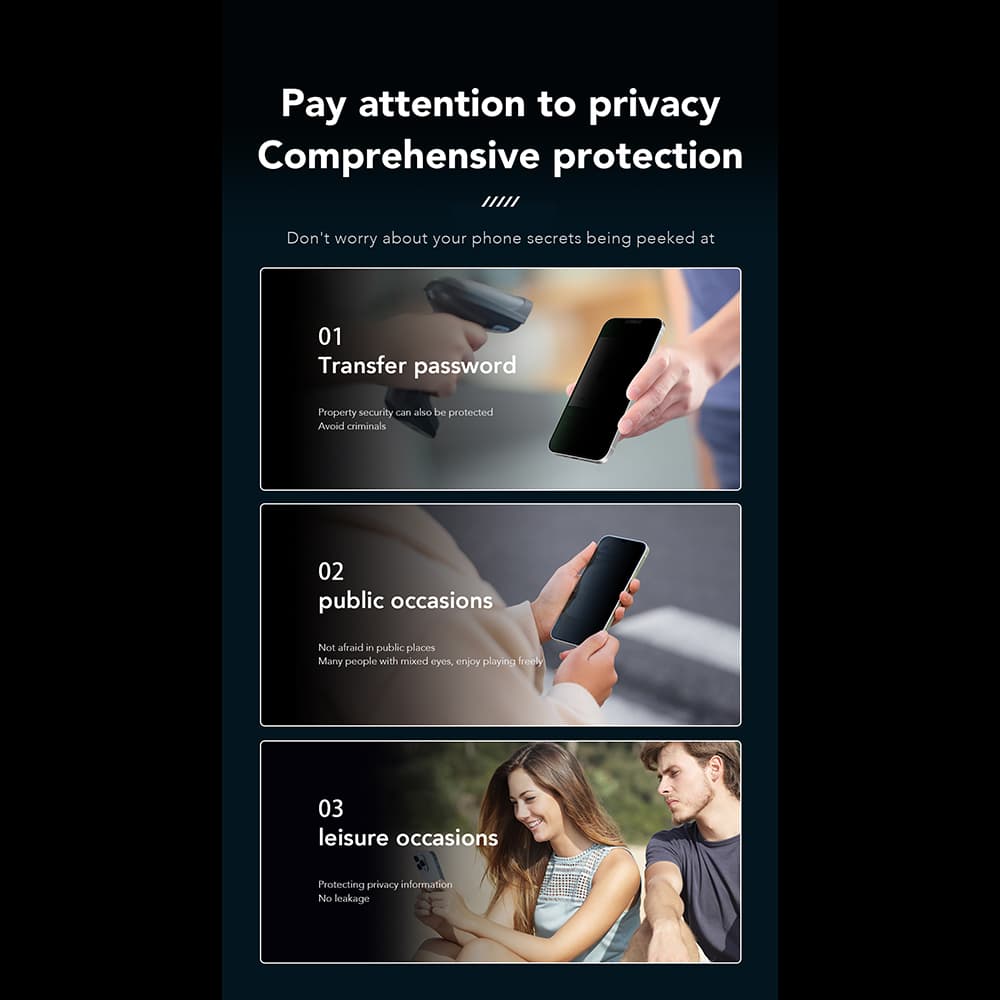 Ochranné sklo ANANK 2.5D 360° Privacy iPhone 14 Pro černé - náhled 4
