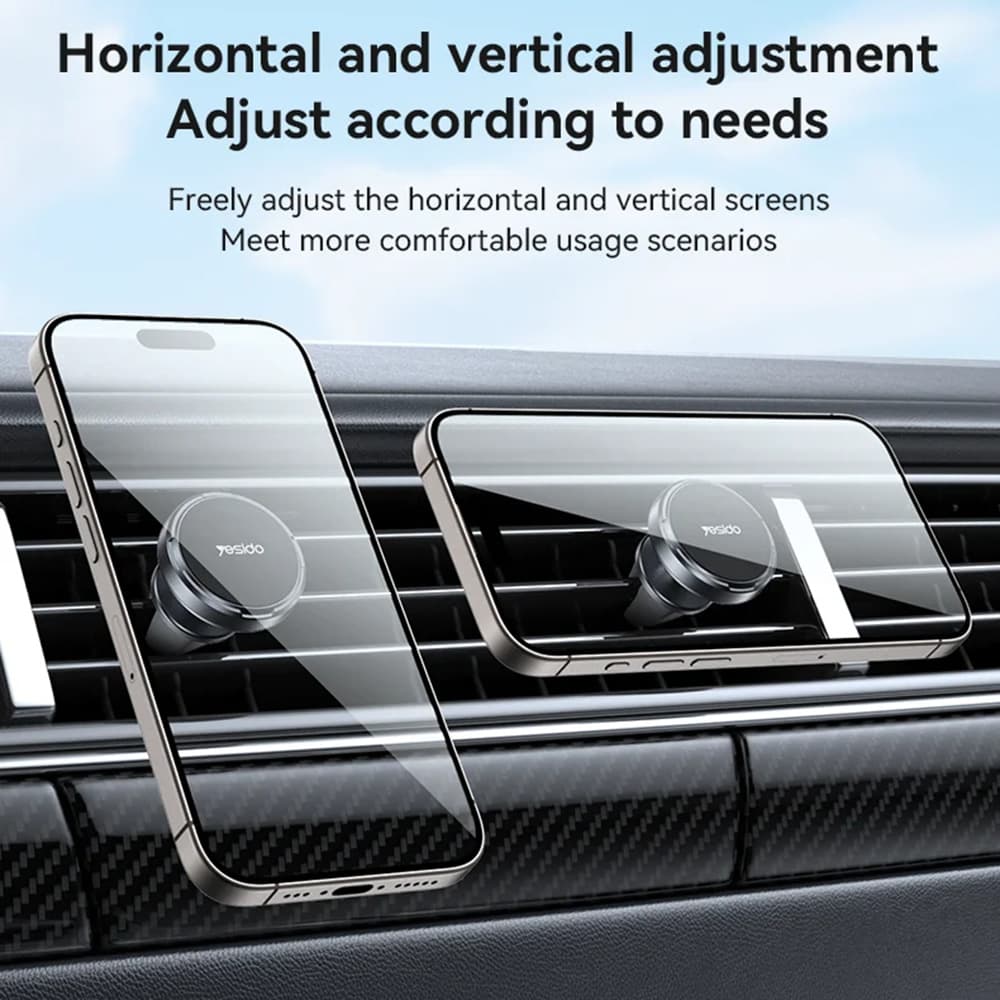 Yesido Mini Car Holder C214 Magnetický do ventilace volně otočný zinková slitina protiskluzový univerzální černý - náhled 4