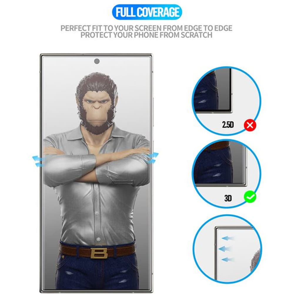 Blueo 3D Full Display zakřivené HD sklo s aplikátorem Pro iPhone 16 Pro Max iPhone 17 Pro Max černé - náhled 4