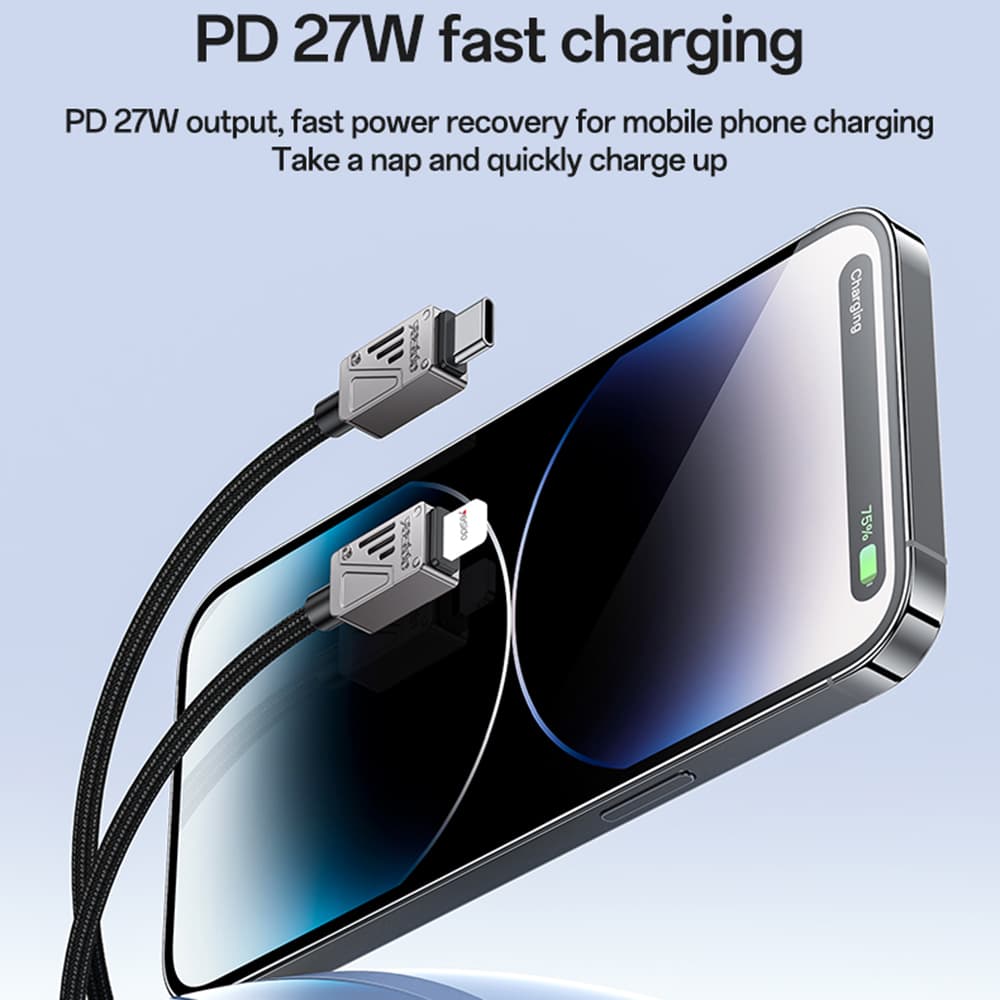 Yesido Datový kabel CA195 Type-C na Lightning Rychlé nabíjení PD27W 1.2m černý - náhled 4
