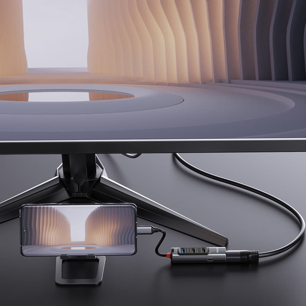 Yesido Docking Station 5v1 HB23 Type-C na 3x USB USB-C DisplayPort PD100W Šedá - náhled 4
