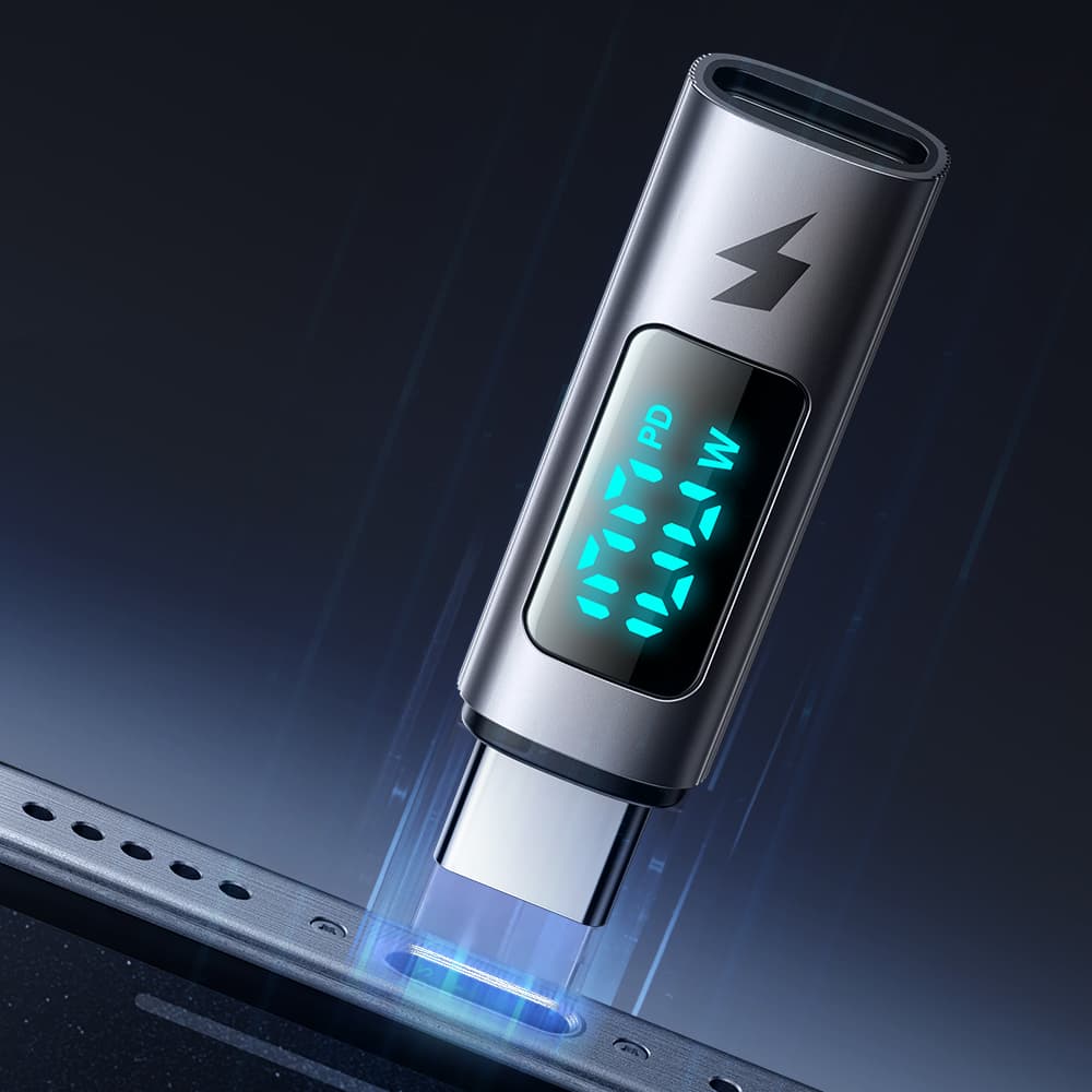 Mcdodo - OTG adaptér řady Wales (OT-6090) - USB-C na USB-C, PD100W, 5A, nabíjení a synchronizace dat, digitální displej - černý - náhled 4