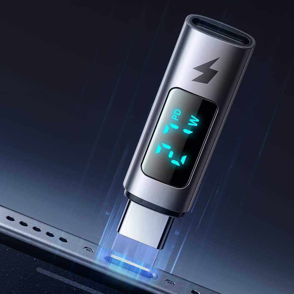 Mcdodo - OTG adaptér řady Wales (OT-5990) - pouze pro Apple, Lightning na Type-C, 60W, 3A, digitální displej, hliník - černá - náhled 4