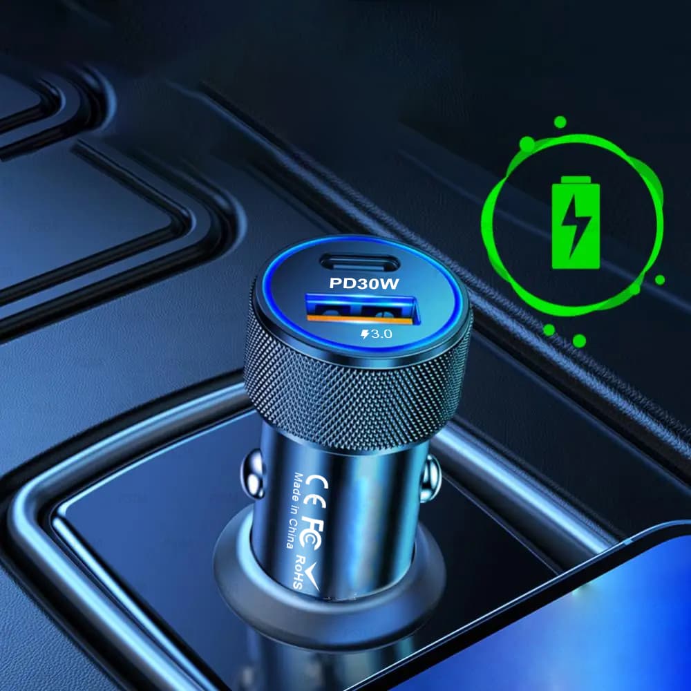 Techsuit Premium nabíječka do auta VoltDuo (C2) s LED světlem černá - náhled 4