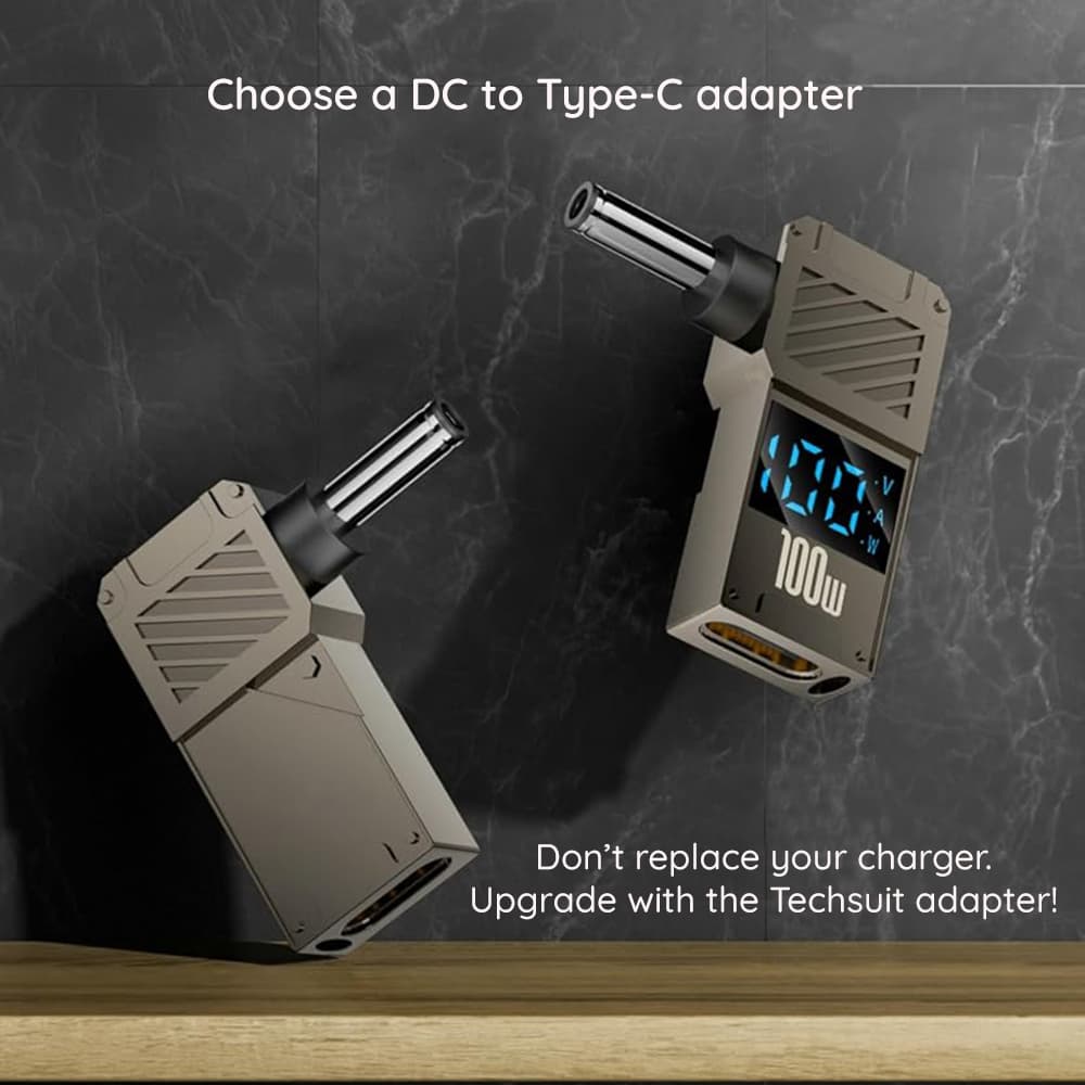 Adaptér Techsuit LaptopPlugX A22 pro notebook DC na Type-C 100W LED displej šedý - náhled 4