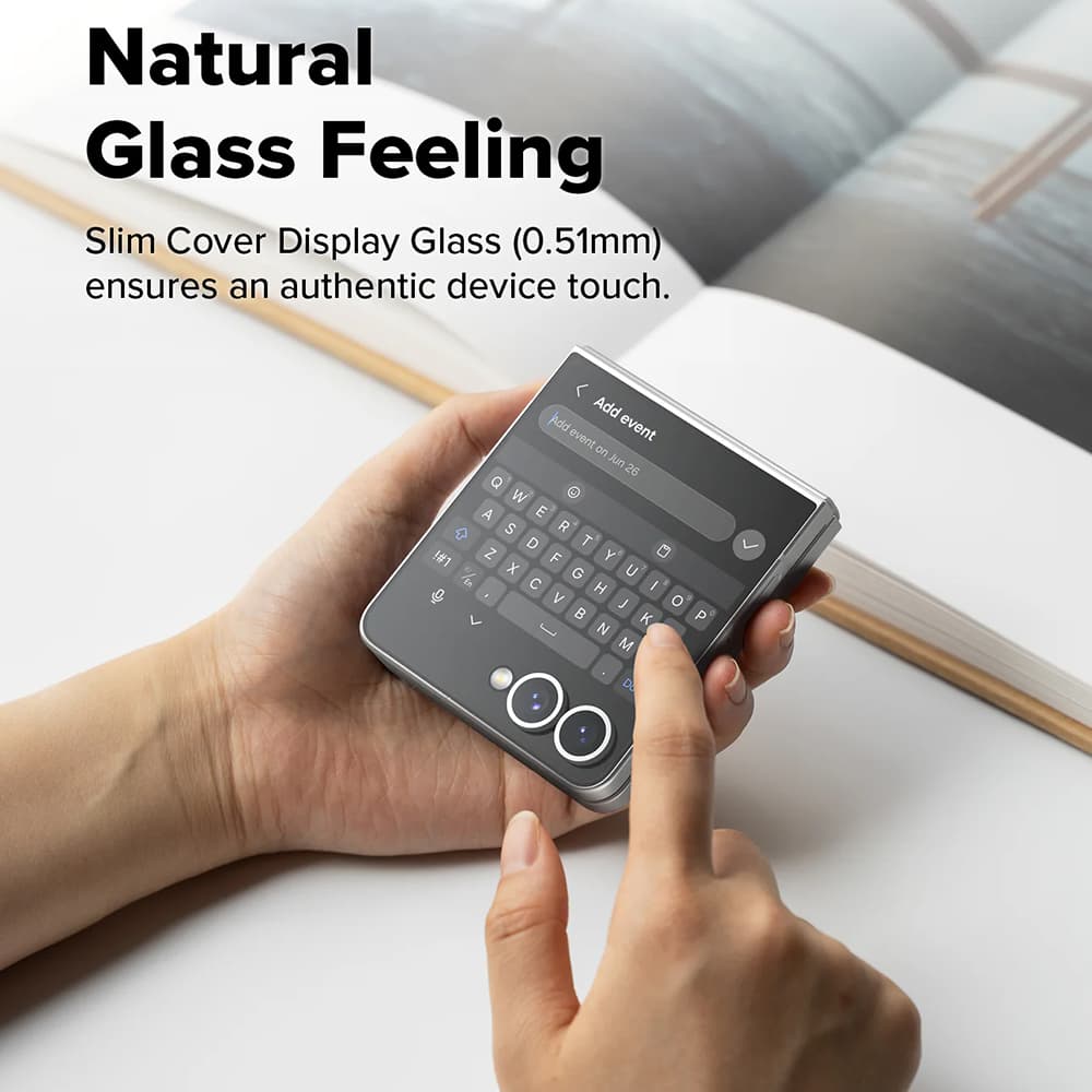 Ringke kryt displeje Easy Slide tvrzené sklo pro Samsung Galaxy Z Flip7 čirý - náhled 4