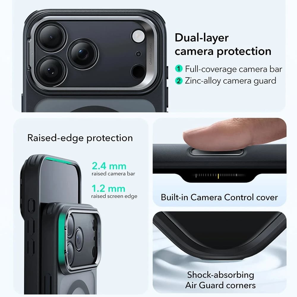 ESR Classic Hybrid HaloLock Kickstand pro iPhone 17 Pro Max v matné černé - náhled 4