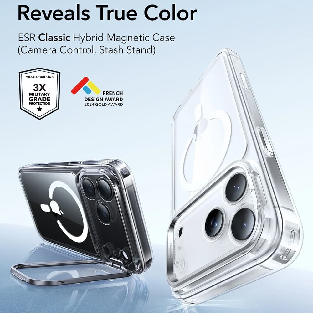 ESR Classic Hybrid HaloLock Kickstand iPhone 17 Pro průhledný - náhled 4