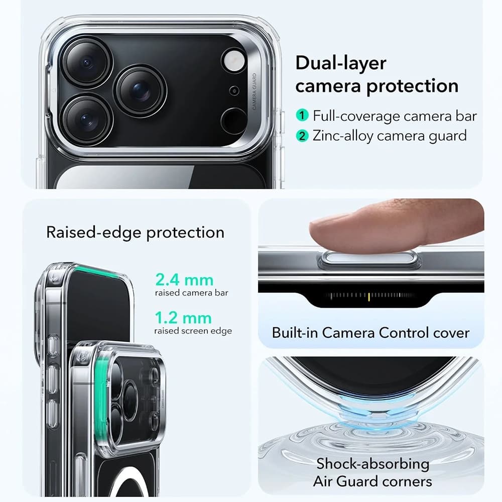 ESR Classic Hybrid HaloLock Kickstand iPhone 17 Pro Max průhledný - náhled 4