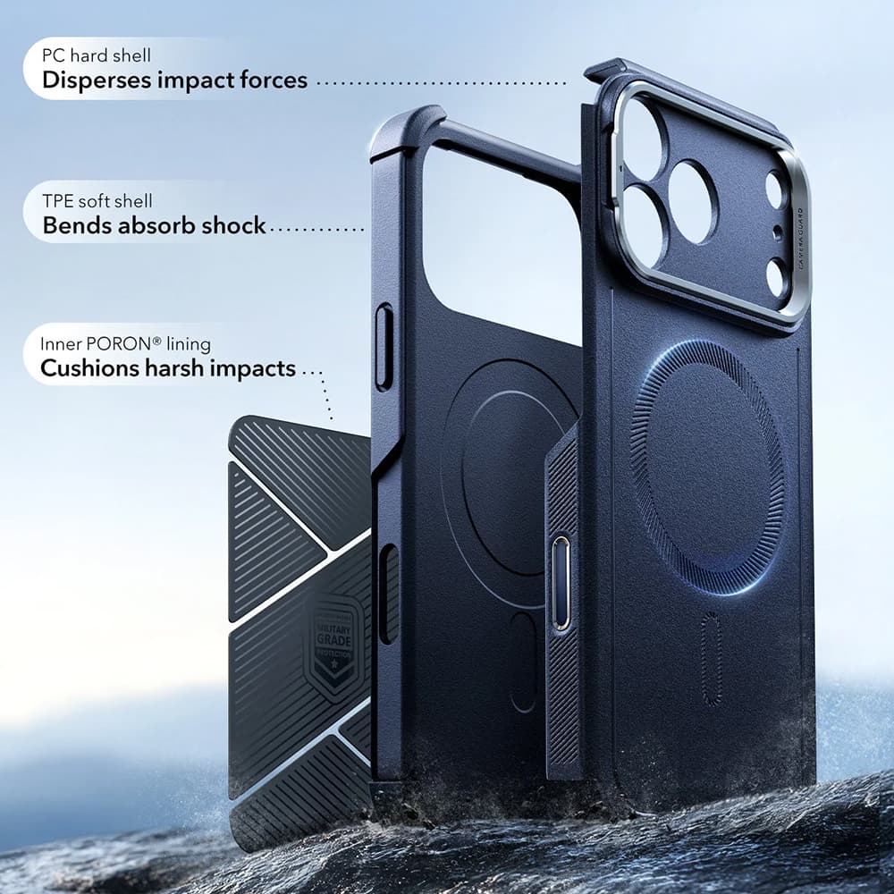 ESR Cyber Armor Kickstand pro iPhone 17 Pro modrá - náhled 4
