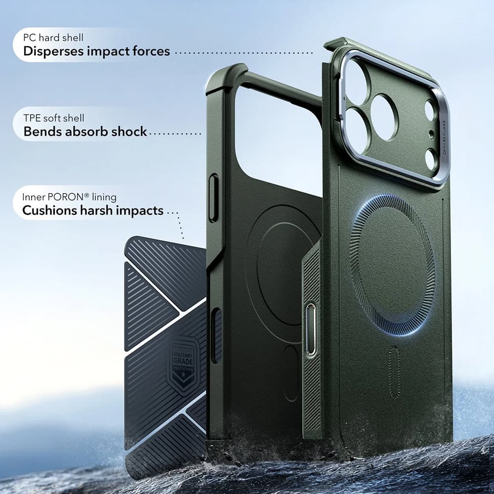 ESR Cyber Armor Kickstand pro iPhone 17 Pro zelený - náhled 4