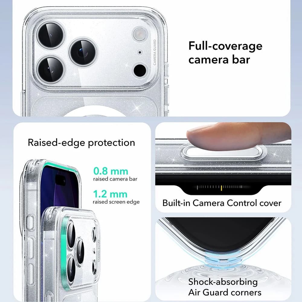 ESR Classic Hybrid HaloLock pro iPhone 17 Pro čirý třpytivý - náhled 4