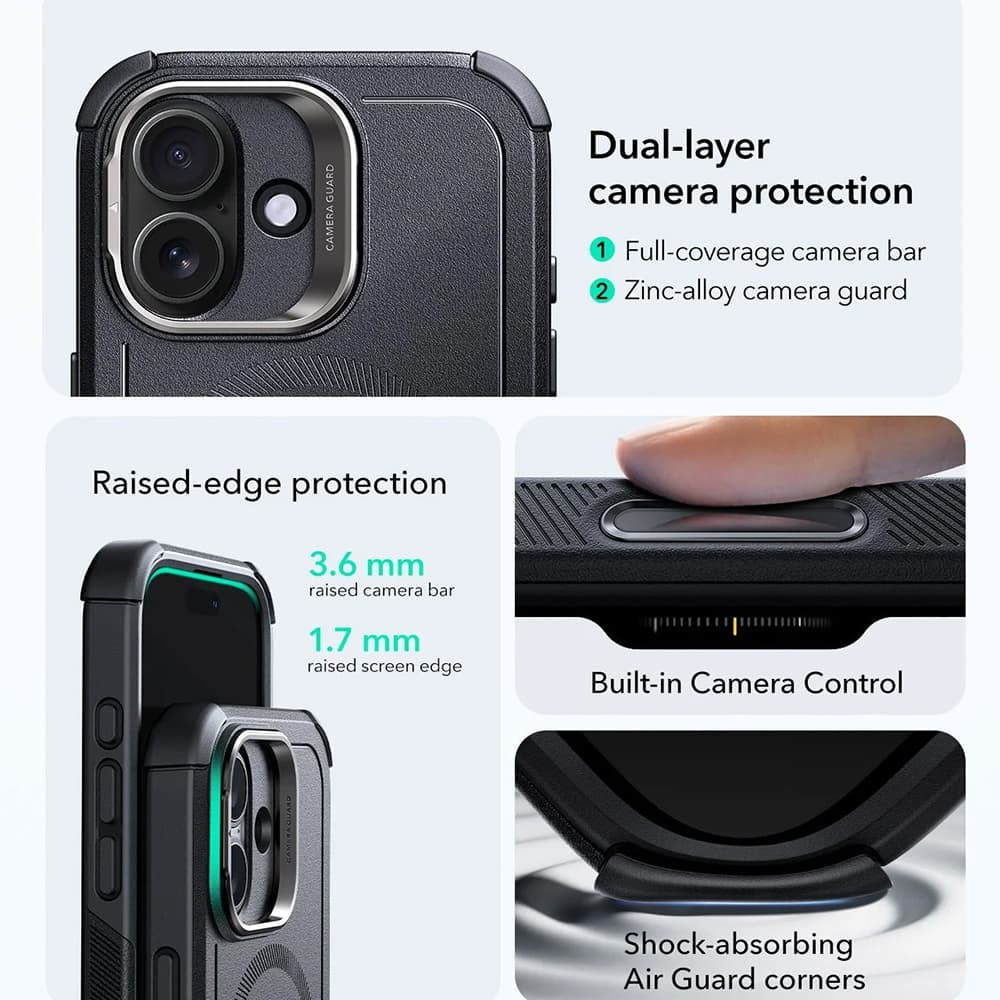 Pouzdro ESR Cyber Armor Kickstand pro iPhone 17 černé - náhled 4