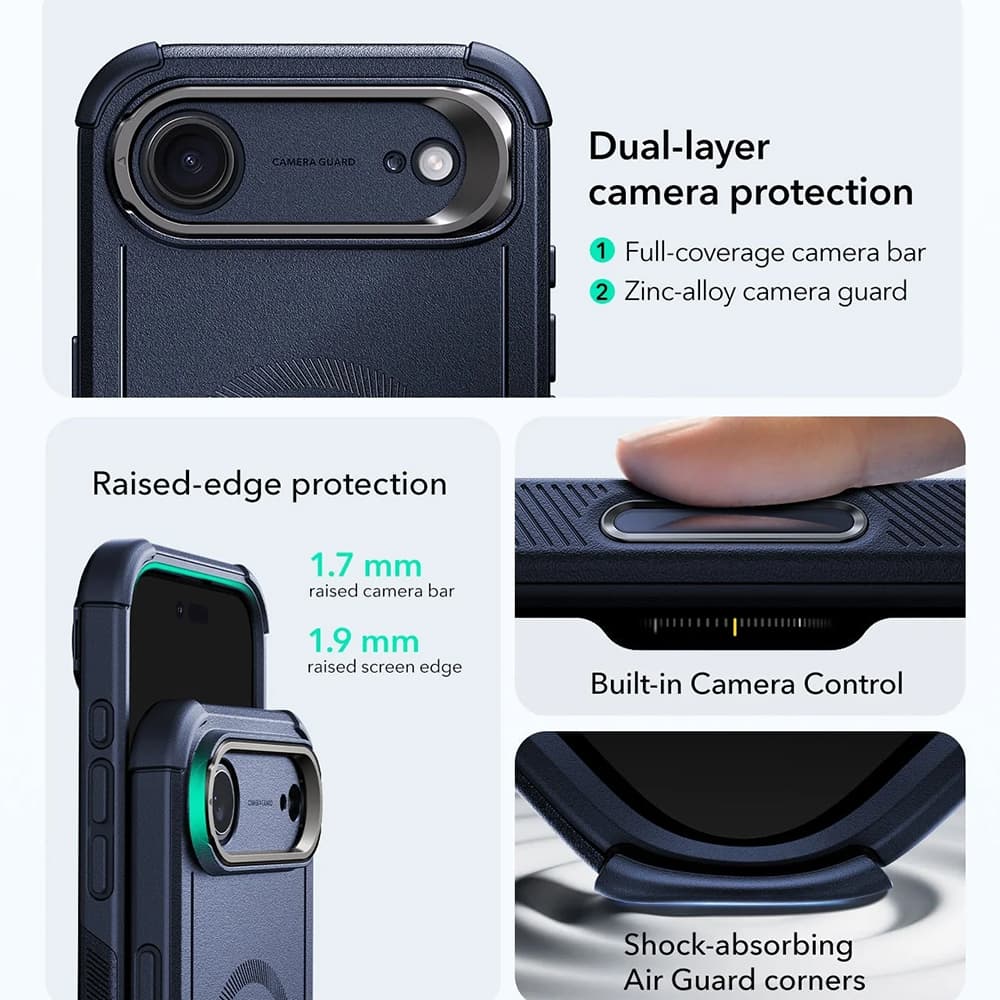 ESR Cyber Armor Kickstand pro iPhone 17 Air modrá - náhled 4